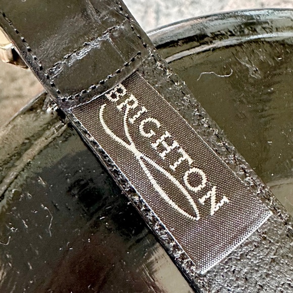 Brighton Black Leather Croc Embossed Belt SZ S / 30-32 NOS